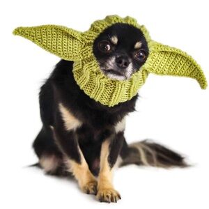 Yoda Wars for dogs or a cat Knitted Green Dog Sweater - yoda ears